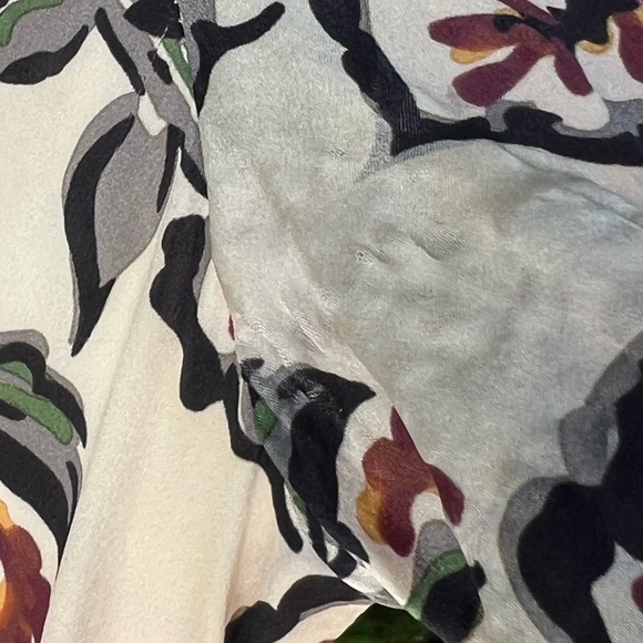 Rodarte White and Burgundy Floral Print Silk Charmeuse Blouse with Collar | FW16 - Picture 15 of 16